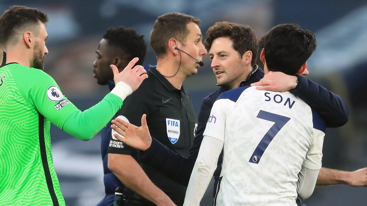 Ryan Mason celebrates his first win in charge of Spurs