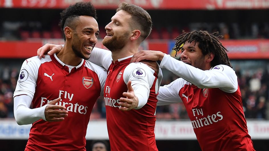 Shkodran Mustafi and Arsenal celebrate