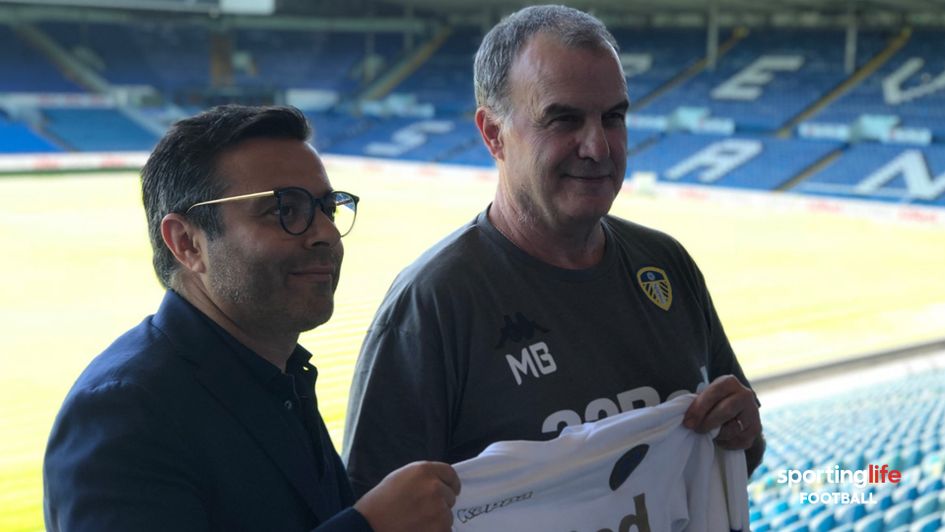 Leeds United owner Andrea Radrizzani (left) with new head coach Marcelo Bielsa