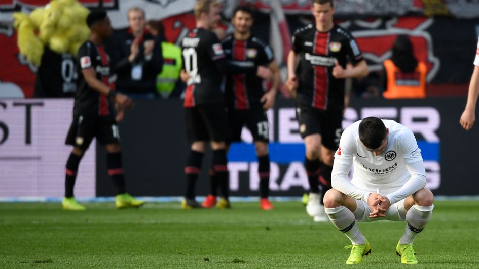 Filip Kostic reacts after Bayer Levekusen score