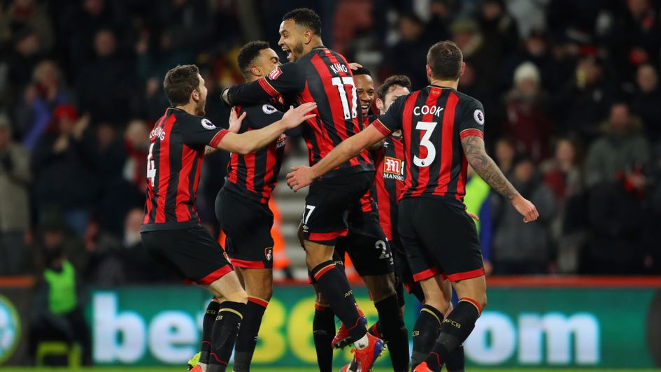 Bournemouth celebrate Josh King's goal against Chelsea