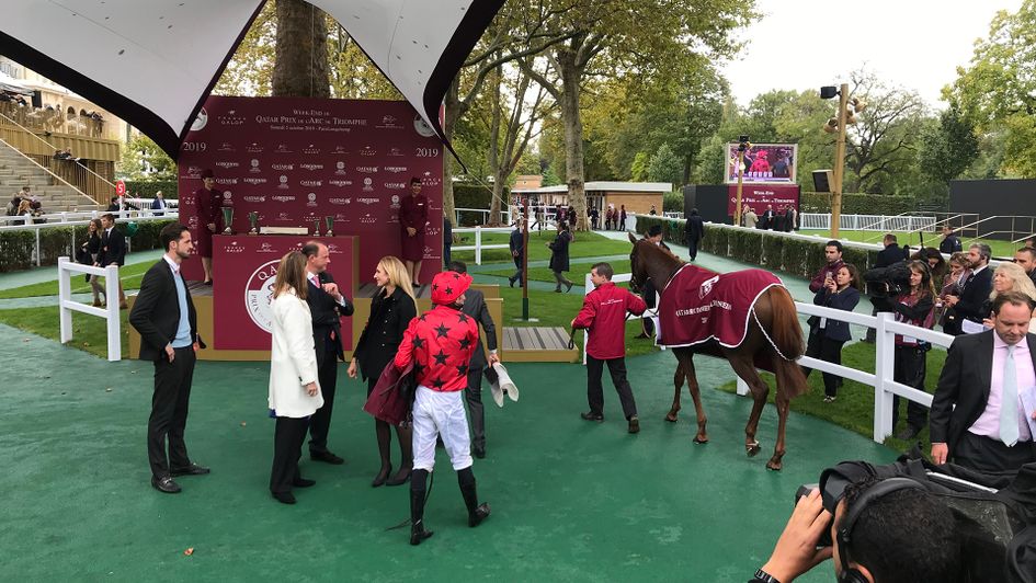 The Revenant in the winners' enclosure after his win
