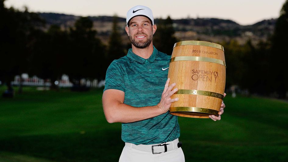 Kevin Tway celebrates winningthe Safeway Open
