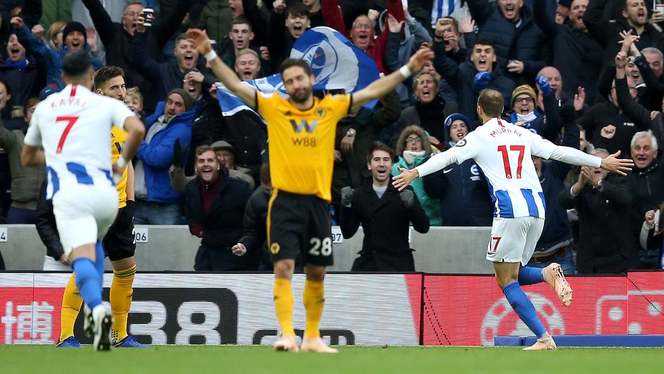 Glenn Murray celebrates his goal v Wolves