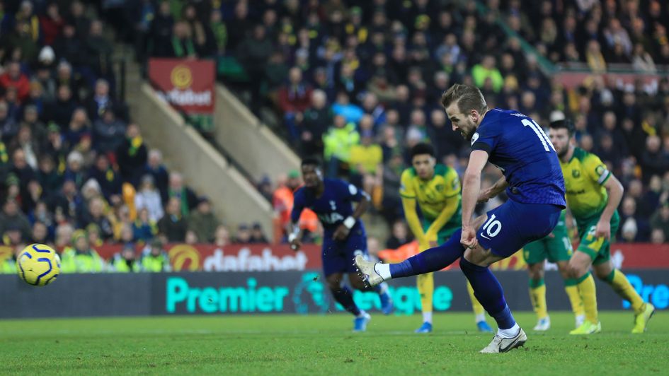 Harry Kane: Spurs forward scores a penalty against Norwich on his 200th Premier League appearance
