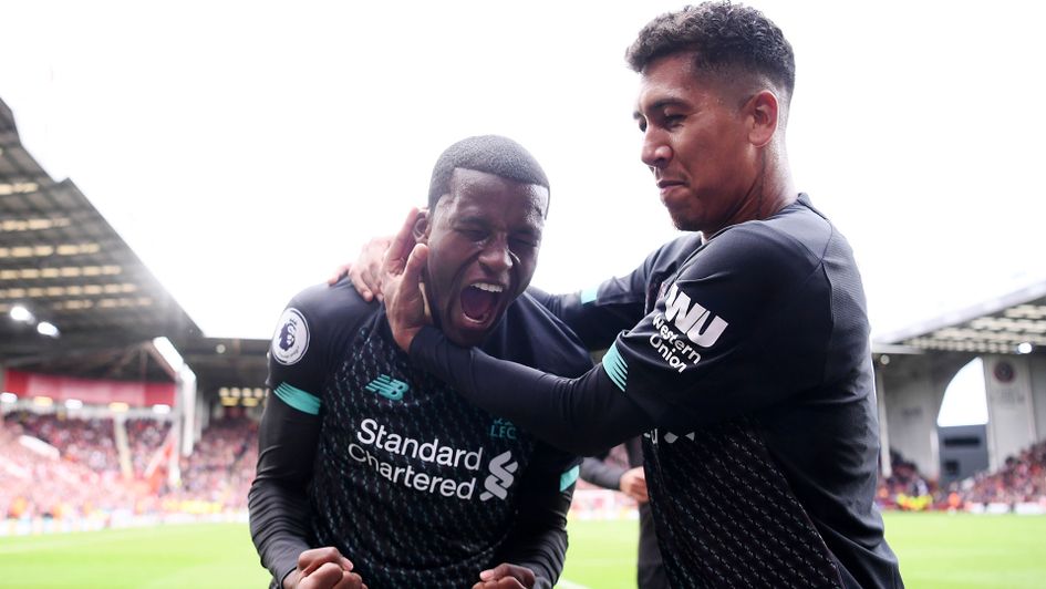 Liverpool's Georginio Wijnaldum celebrates his goal against Sheffield United