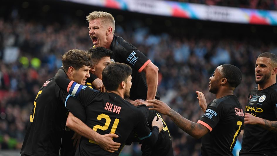 Manchester City celebrate Rodri's goal