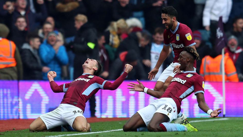 Jack Grealish celebrates a goal for Aston Villa