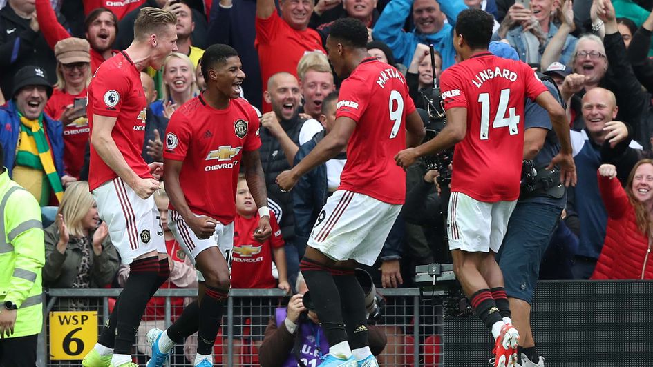 Marcus Rashford and Anthony Martial celebrate for Manchester United