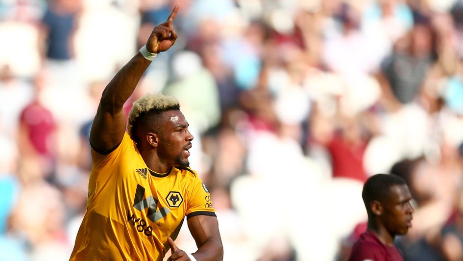Adama Traore celebrates his goal at West Ham