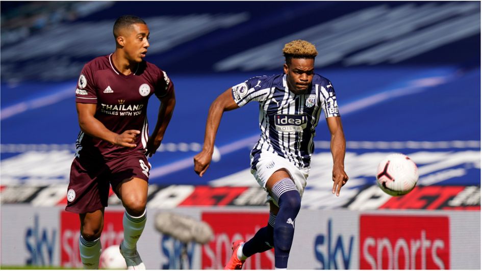 Youri Tielemans and Grady Diangana in action during West Brom v Leicester