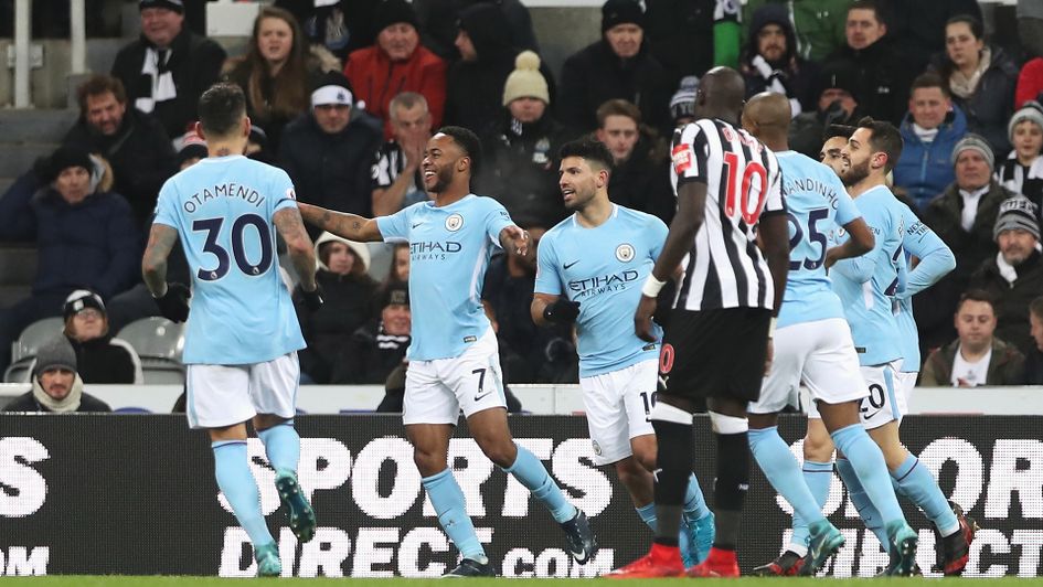 Raheem Sterling and Manchester City celebrate