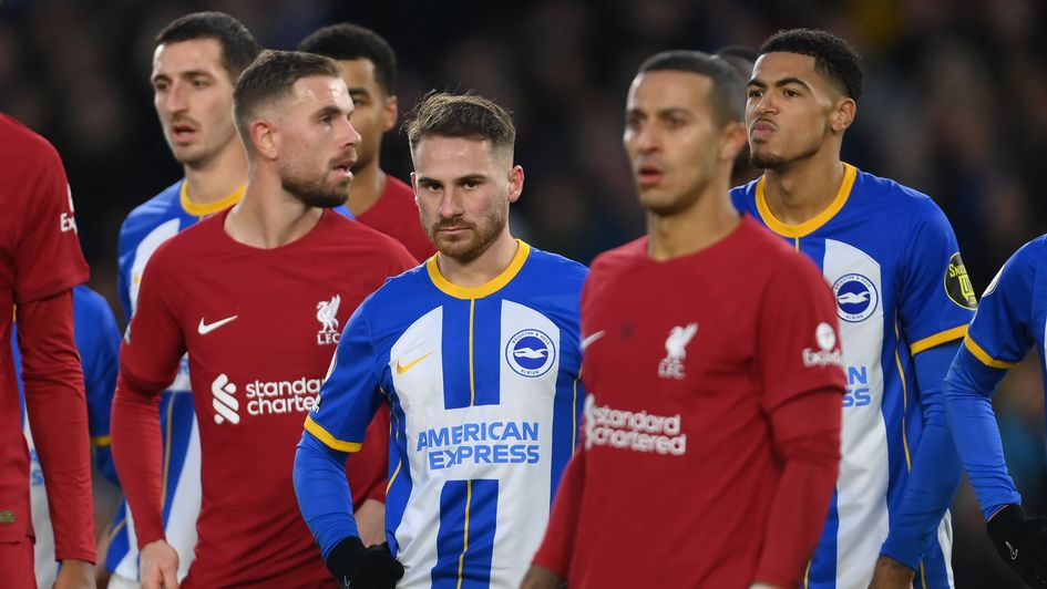 Alexis Mac Allister in action against Liverpool