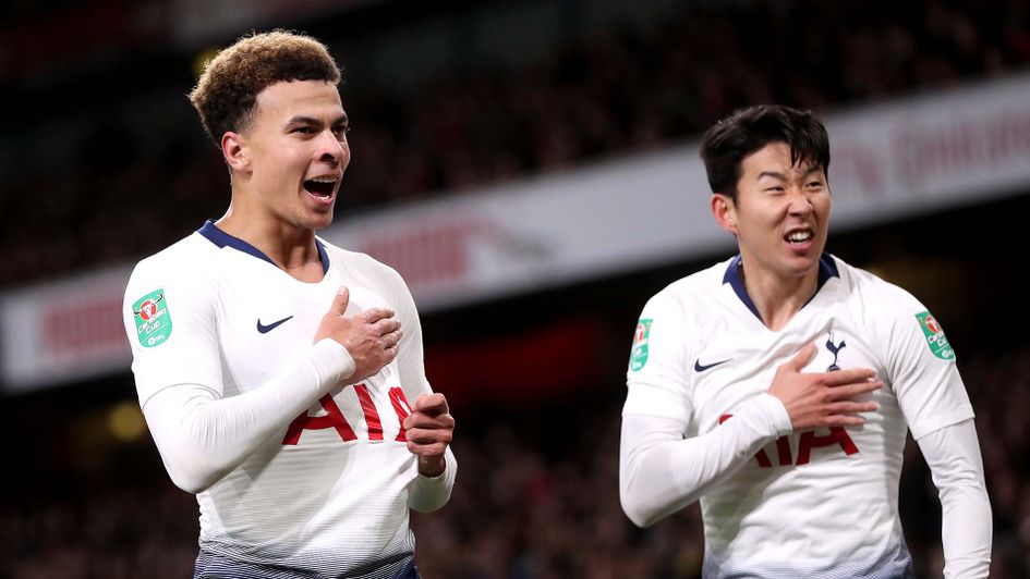 Son Heung-min and Dele Alli celebrate for Tottenham