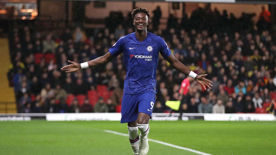 Tammy Abraham: Chelsea forward celebrates his early goal at Watford
