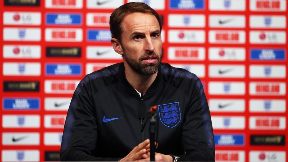 England boss Gareth Southgate talks to the press