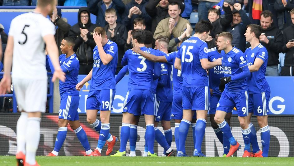Celebrations for Leicester after Youri Tielemans' goal against Fulham
