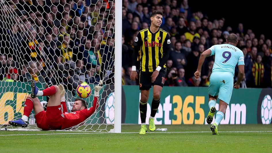 Salomon Rondon scores for Newcastle at Watford