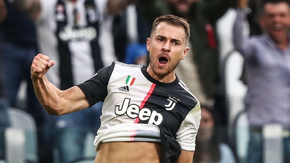 Aaron Ramsey celebrates scoring a goal for Juventus in Serie A