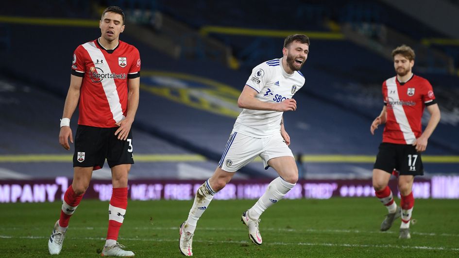 Stuart Dallas celebrates his goal against Southampton