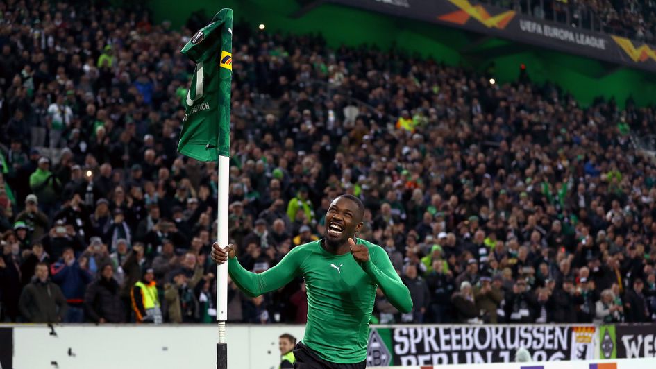 Marcus Thuram enjoys celebrating with the corner flag