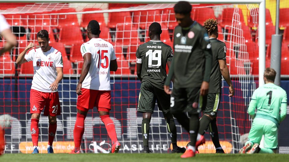 Mark Uth celebrates his goal against Mainz