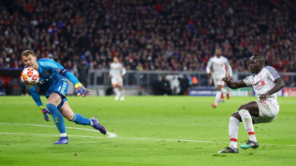 Sadio Mane scores for Liverpool against Bayern in the Champions League
