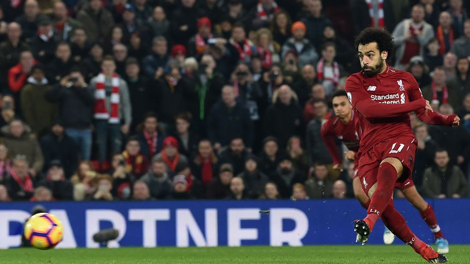 Mo Salah scores a penalty for Liverpool against Newcastle