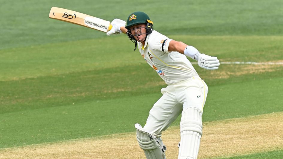 Marnus Labuschagne celebrates his century at Adelaide