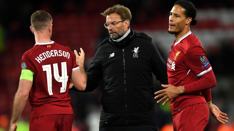 Jurgen Klopp with Jordan Henderson and Virgil van Dijk