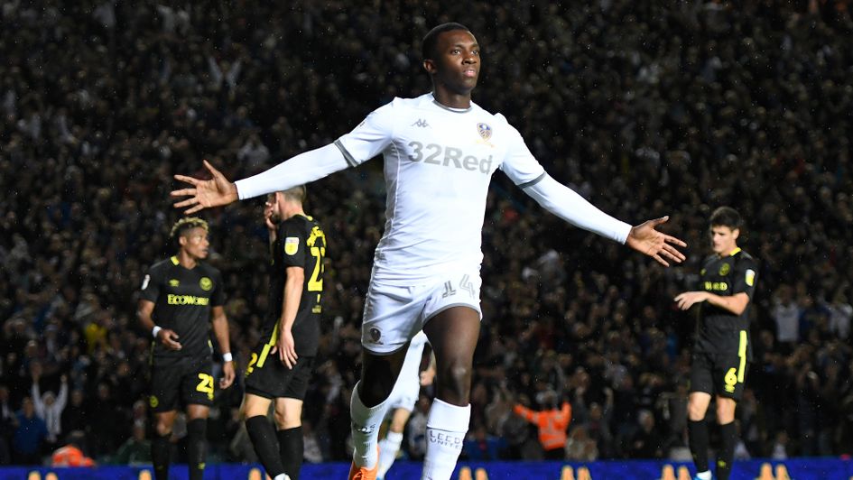 Eddie Nketiah celebrates scoring the winner for Leeds against Brentford