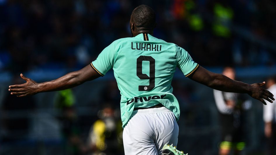 Romelu Lukaku: Belgian forward celebrates the first of two goals against Sassuolo