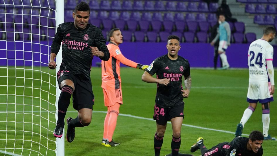 Casemiro celebrates his goal against Real Valladolid