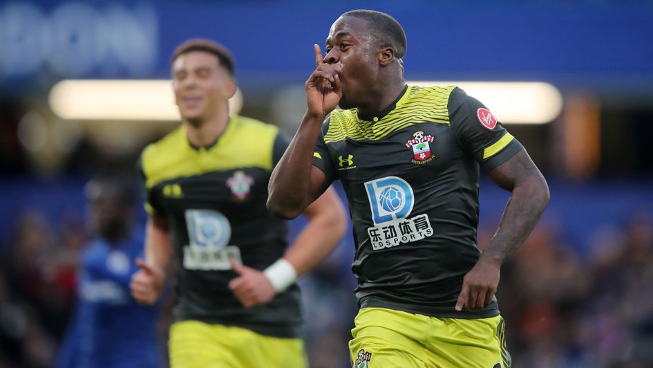 Michael Obafemi celebrates his goal for Southampton at Chelsea