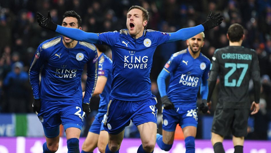 Jamie Vardy celebrates