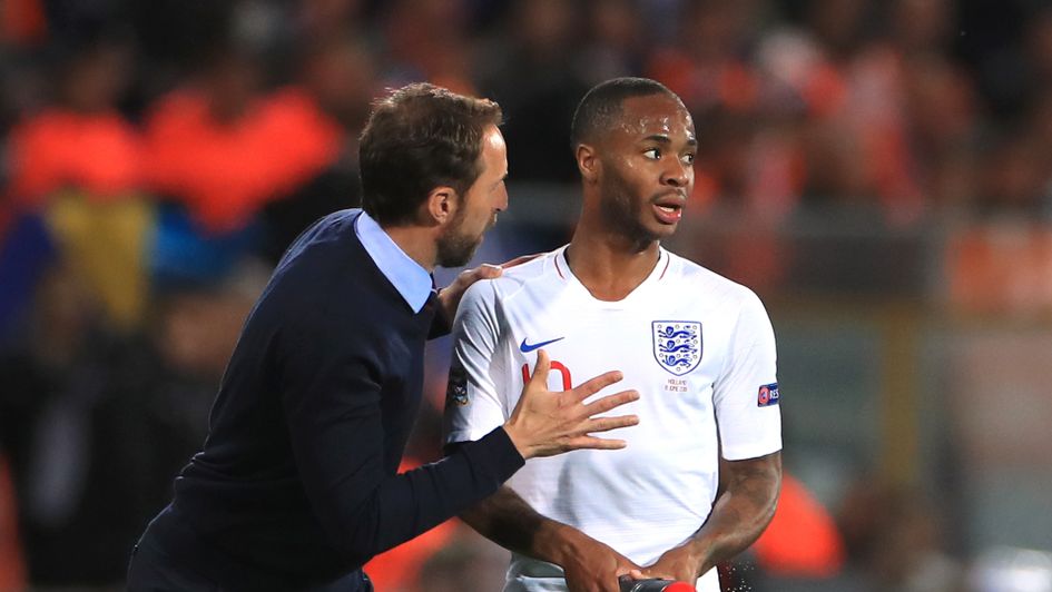 Gareth Southgate with Raheem Sterling