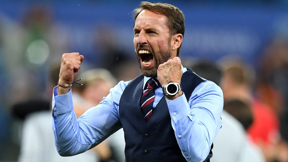 Gareth Southgate: The England boss celebrates the World Cup win over Tunisia