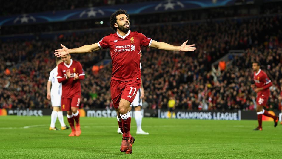 Mohamed Salah celebrates