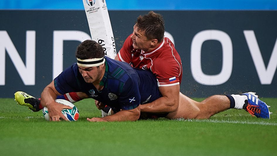 Stuart McInally scores against Russia