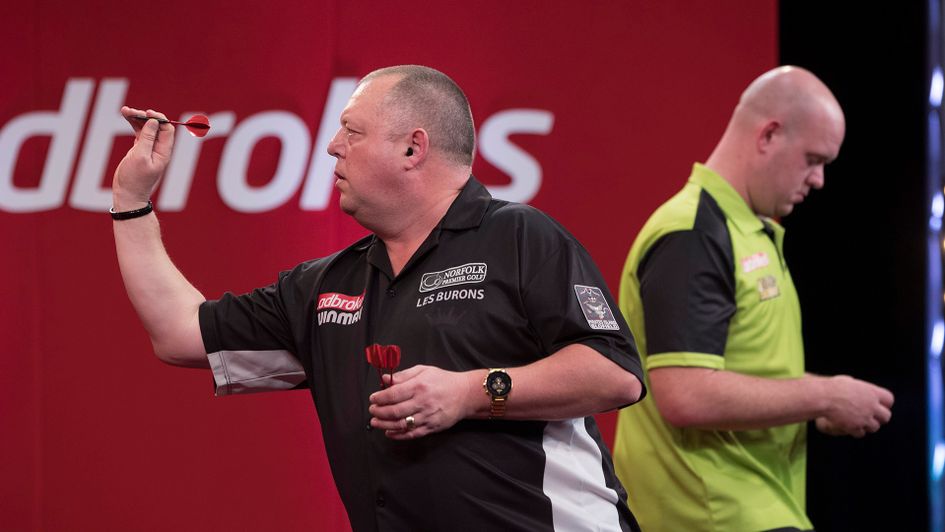 Mervyn King knocked Michael van Gerwen out of the UK Open (Picture: Lawrence Lustig/PDC)