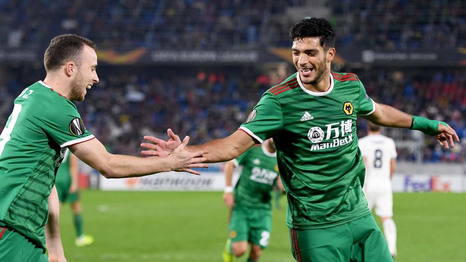 Wolves striker Raul Jimenez celebrates a goal
