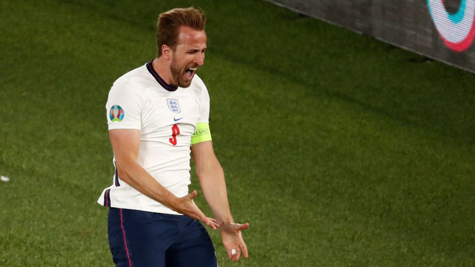 Harry Kane celebrates against Ukraine
