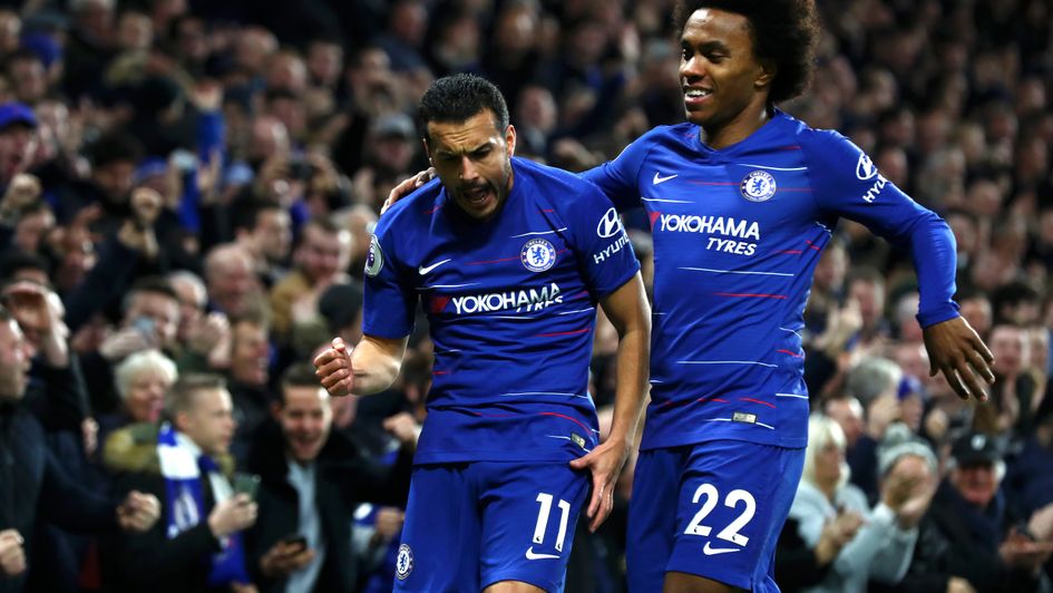 Pedro celebrates with Willian