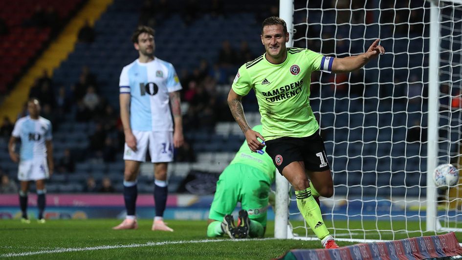 Billy Sharp celebrates after scoring away at Blackburn