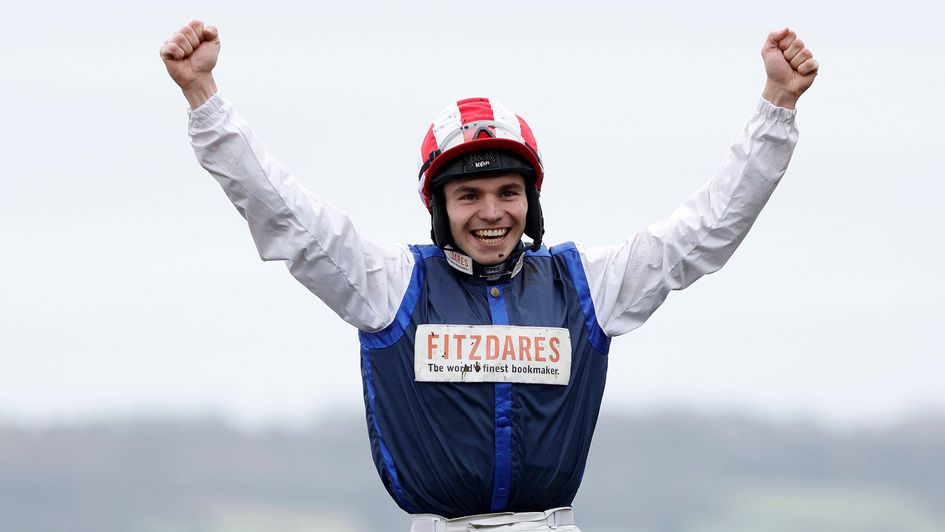 Ben Jones celebrates a first Cheltenham winner