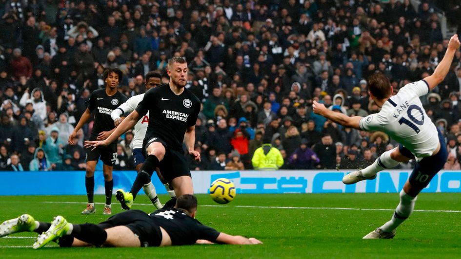 Harry Kane levels up for Tottenham at home to Brighton