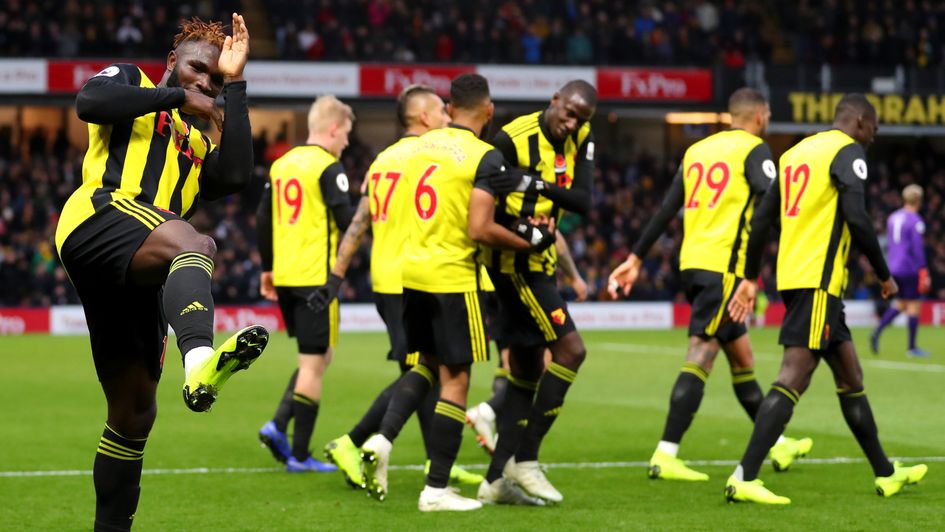 Isaac Success celebrates his goal for Watford against Huddersfield