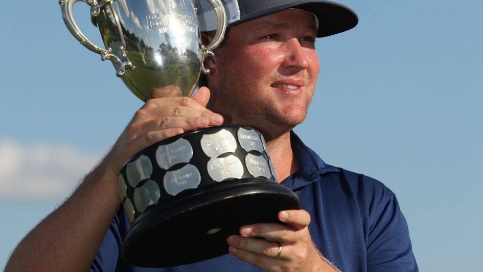 Trey Mullinax lifts the Barbasol Championship.