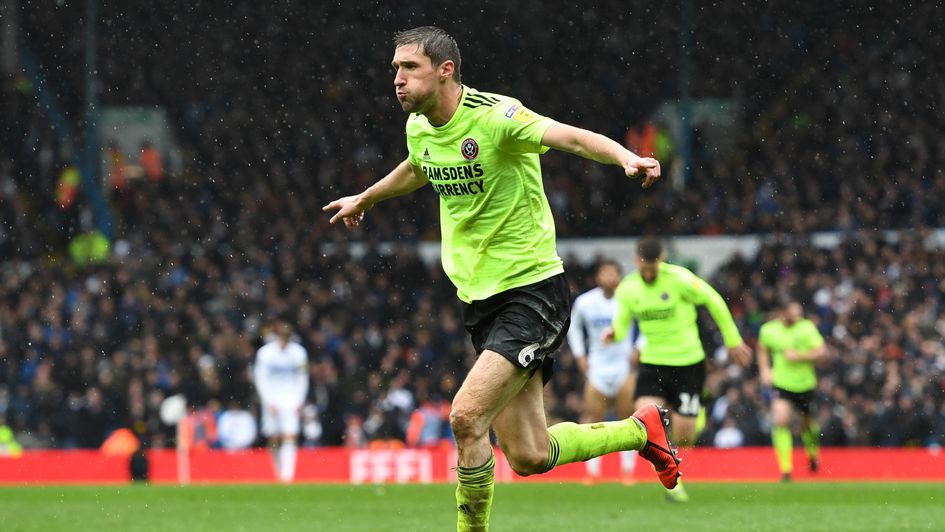 Chris Basham: Celebrations after scoring the winner for Sheffield United at Leeds