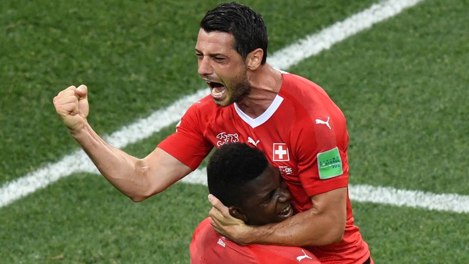 Blerim Dzemaili celebrates his goal against Costa Rica